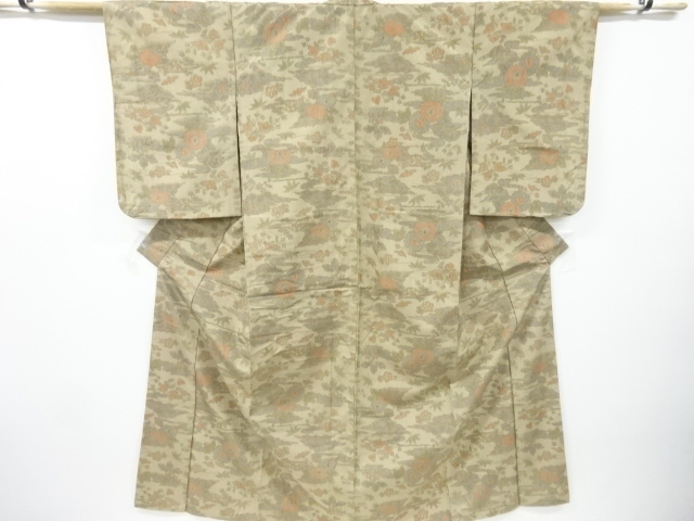 JAPANESE KIMONO / OMESHI / NISHIJIN-ORI / WOVEN FLORAL PLANTS